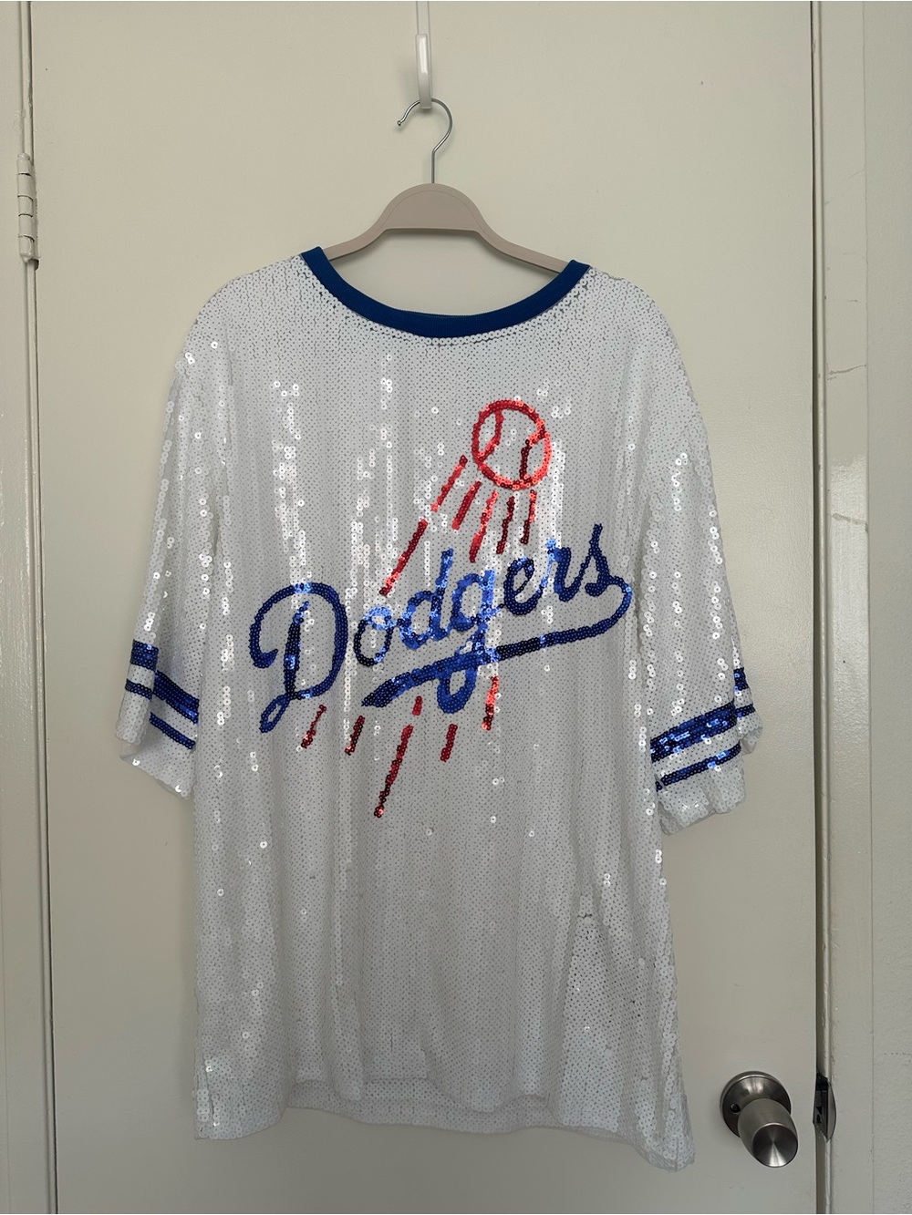 White Dodgers Sequin Mini Dress